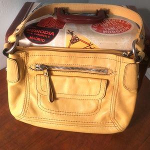 Fossil leather purse with leather shoulder strap!